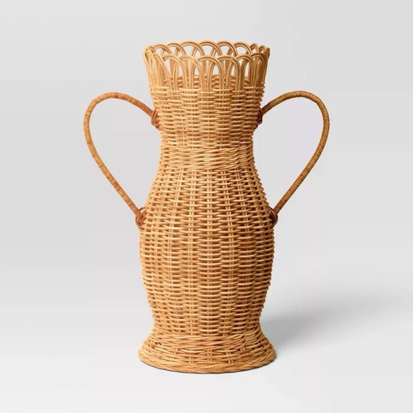 Threshold Other - Woven Rattan Vase with Handles.